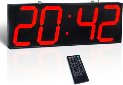 Digital Wall Clock with Double Sided Display, Large LED Clock with Timer,Alarm,Temperature and Date,Two Faced Hanging Digital Clock Large Display with 6''Number (Red)