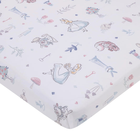 Disney Alice in Wonderland Super Soft Nursery Fitted Mini Crib Sheet - View 1