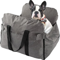 Dog Car Seat for Small/Medium Dogs.Water Repellent with Storage Pockets.Doubles as a Pet Travel Bed for Dogs Up to 40 lbs. Machine Washable Dog Carrier- Gray