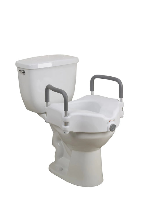 Drive Medical RTL12027RA 2-in-1 Raised Toilet Seat with Removable Padded Arms - View 1
