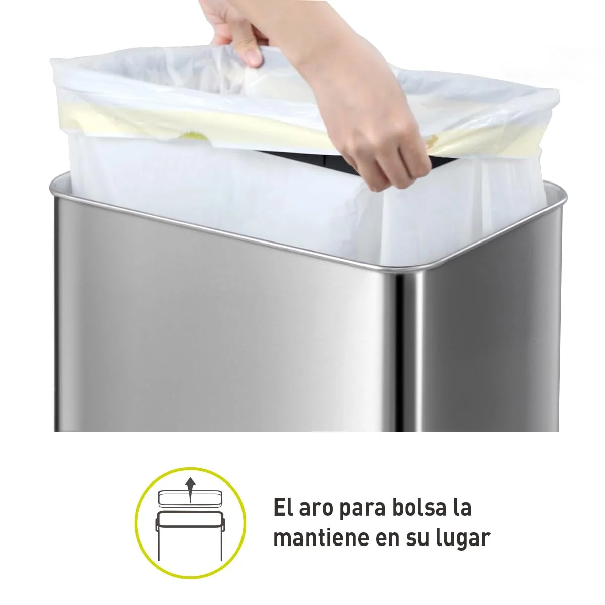 Brushed Stainless Steel Stainless Steel EKO Mirage-T 50 Liter / 13.2 Gallon Touchless Rectangular Motion Sensor Trash Can, Brushed Stainless Steel Finish, Good Condition condition - View 7