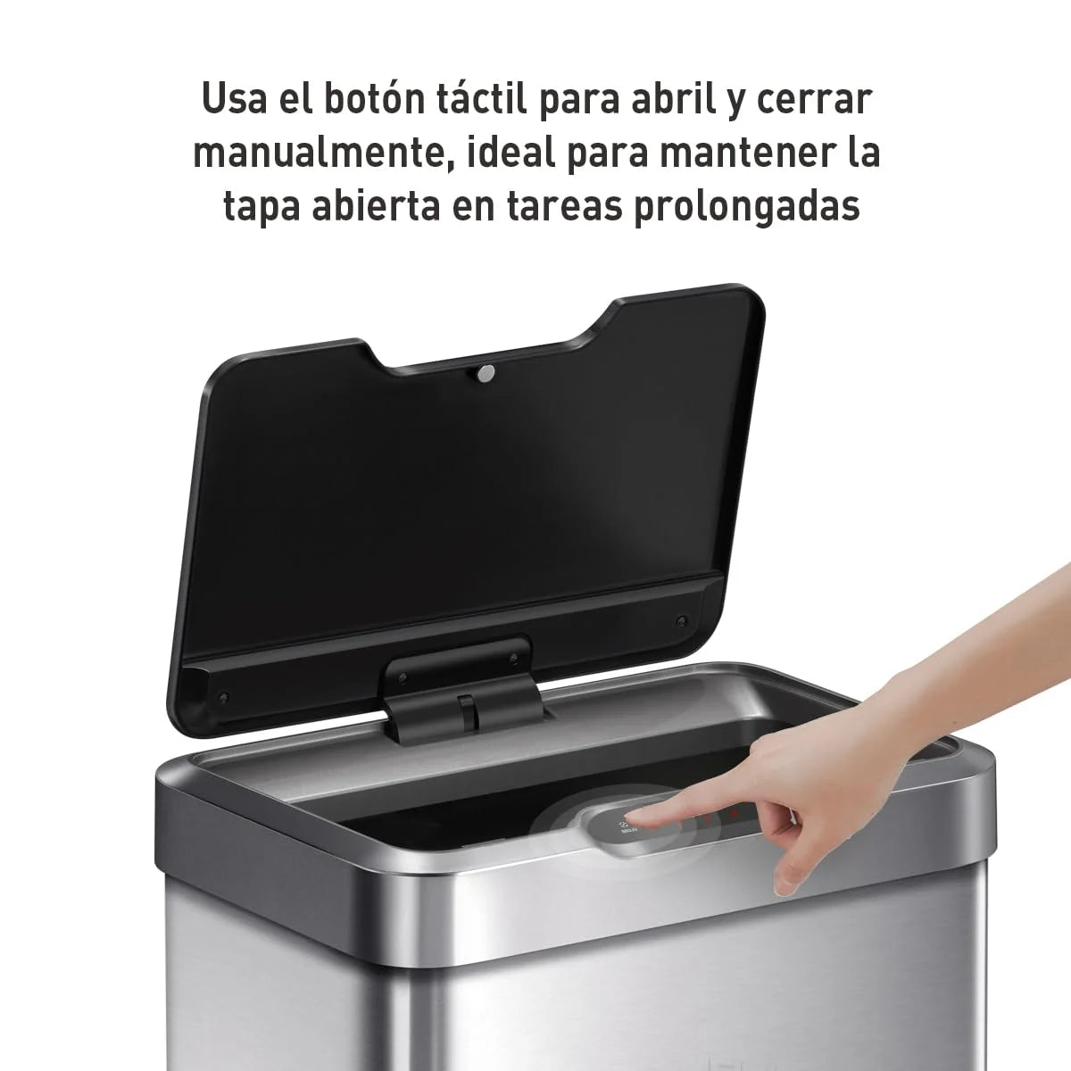 Brushed Stainless Steel Stainless Steel EKO Mirage-T 50 Liter / 13.2 Gallon Touchless Rectangular Motion Sensor Trash Can, Brushed Stainless Steel Finish, Good Condition condition - View 9