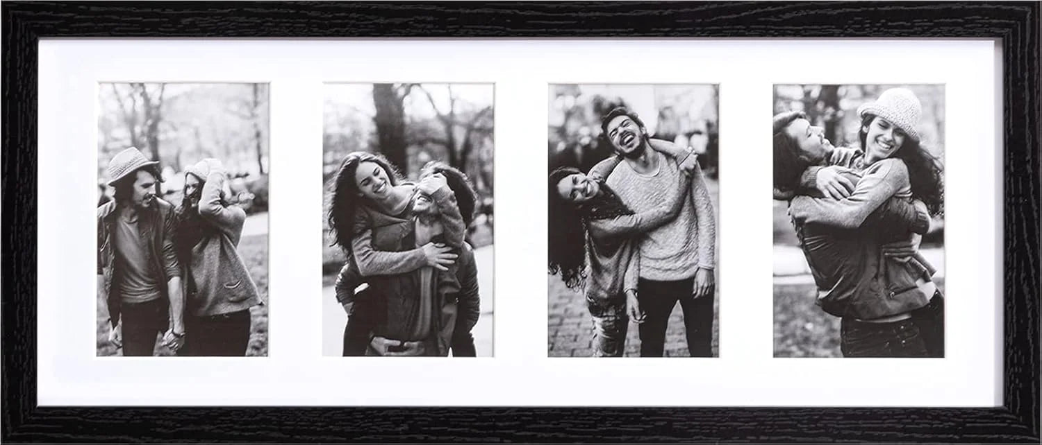 Black Wood eletecpro 8x20 Collage Picture Frame with 1 Mat Display 4Pcs 4x6 Photos or 1Pc 8x20 Picture without Mat, Picture Frames Collage Wall Decor Home Decor for Wall, Black, Brand New condition - View 1