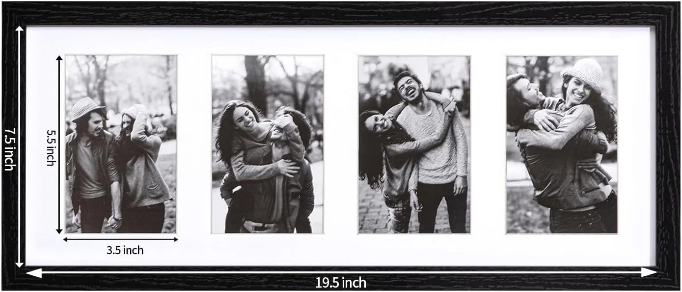 Black Wood eletecpro 8x20 Collage Picture Frame with 1 Mat Display 4Pcs 4x6 Photos or 1Pc 8x20 Picture without Mat, Picture Frames Collage Wall Decor Home Decor for Wall, Black, Brand New condition - View 5