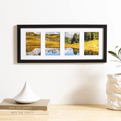 Black Wood eletecpro 8x20 Collage Picture Frame with 1 Mat Display 4Pcs 4x6 Photos or 1Pc 8x20 Picture without Mat, Picture Frames Collage Wall Decor Home Decor for Wall, Black, Brand New condition - View 8