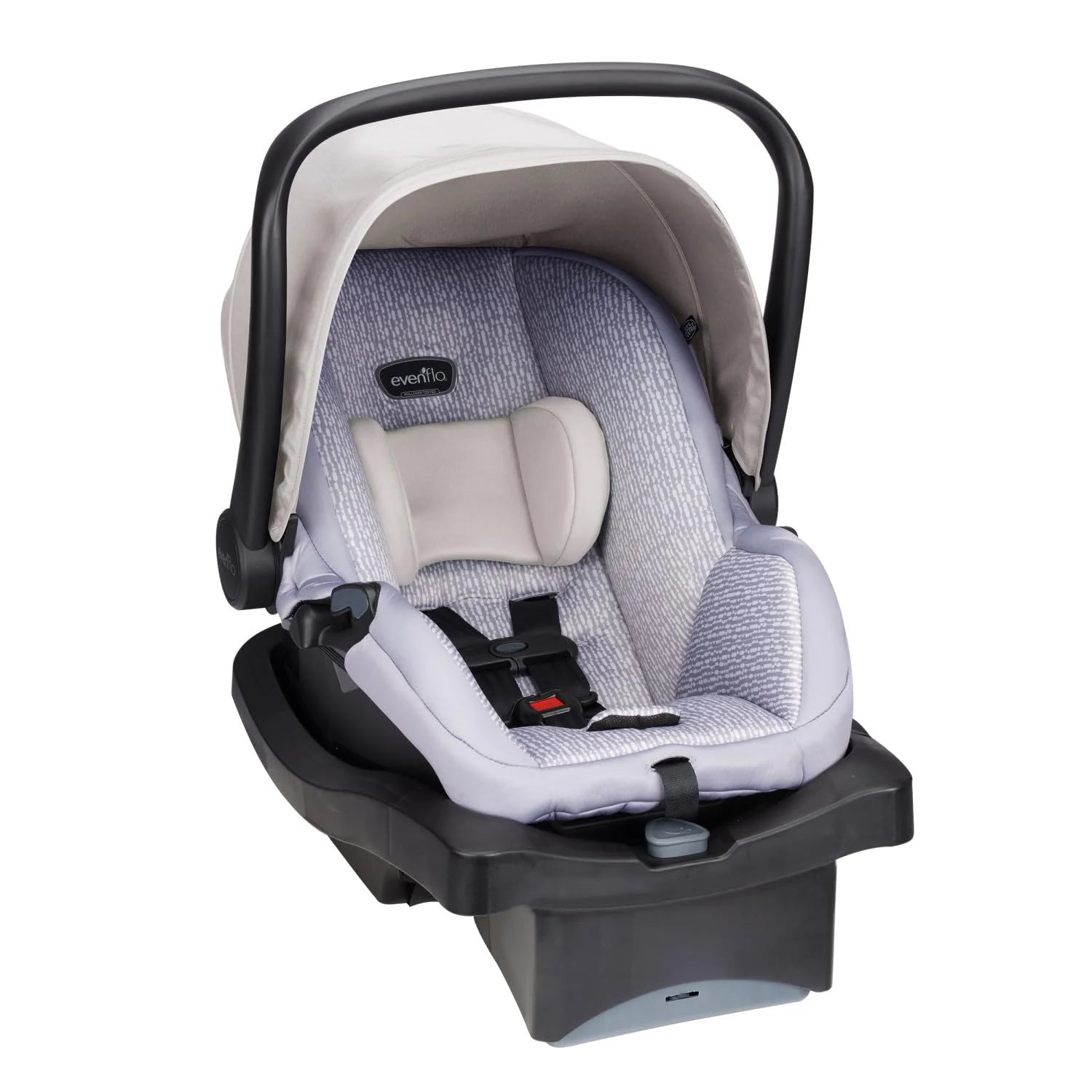 River Stone Plastic, Fabric Evenflo LiteMax 35 Infant Car Seat (River Stone), Lightweight, Extended Use, Belt Lock-Off, Ergonomic Handle, Good Condition condition - View 5
