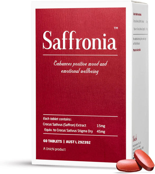 Unichi Saffron Supplement for Mood Balance Support, Stress Reduction and Deep Sleep Improvement, 60 Tablets - View 1