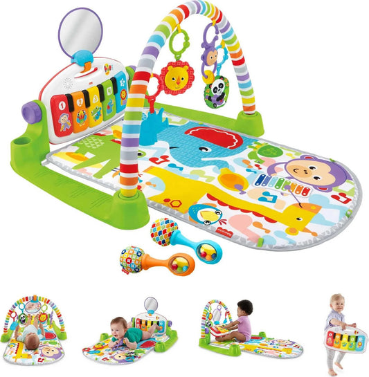 Fisher-Price Baby Playmat Deluxe Kick & Play Piano Gym Learning Toy & 2 Maracas Soft Rattles - View 1