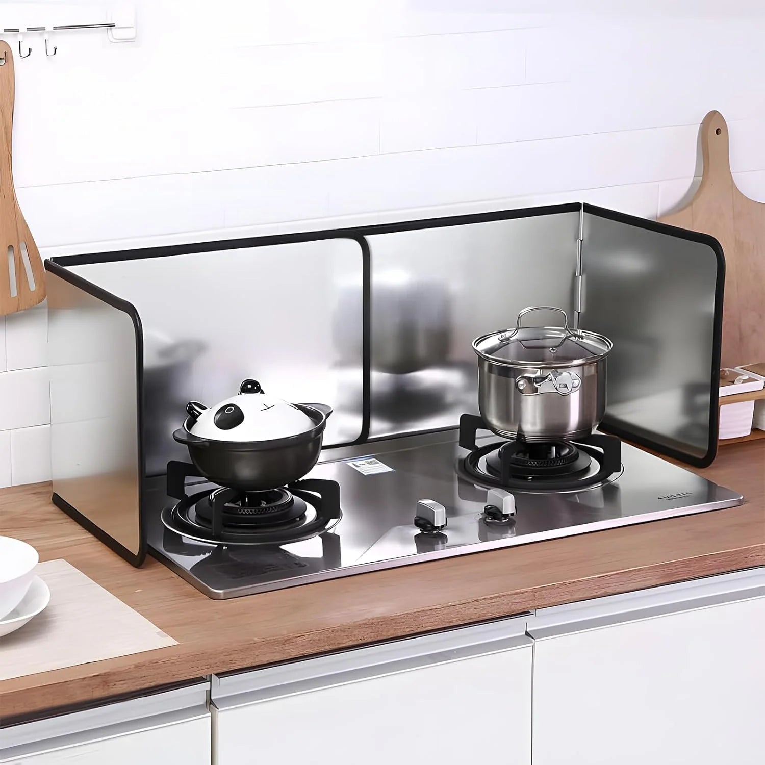 product Foldable Stove Splatter Guard Grease Shield Nonstick Oil Stove Splash Guard Cooking Splatter Screen Kitchen Backsplash Protector For Stove Top Wall Gas Range Frying Pan Camping… (Height 40cm), Good Condition condition - View 5