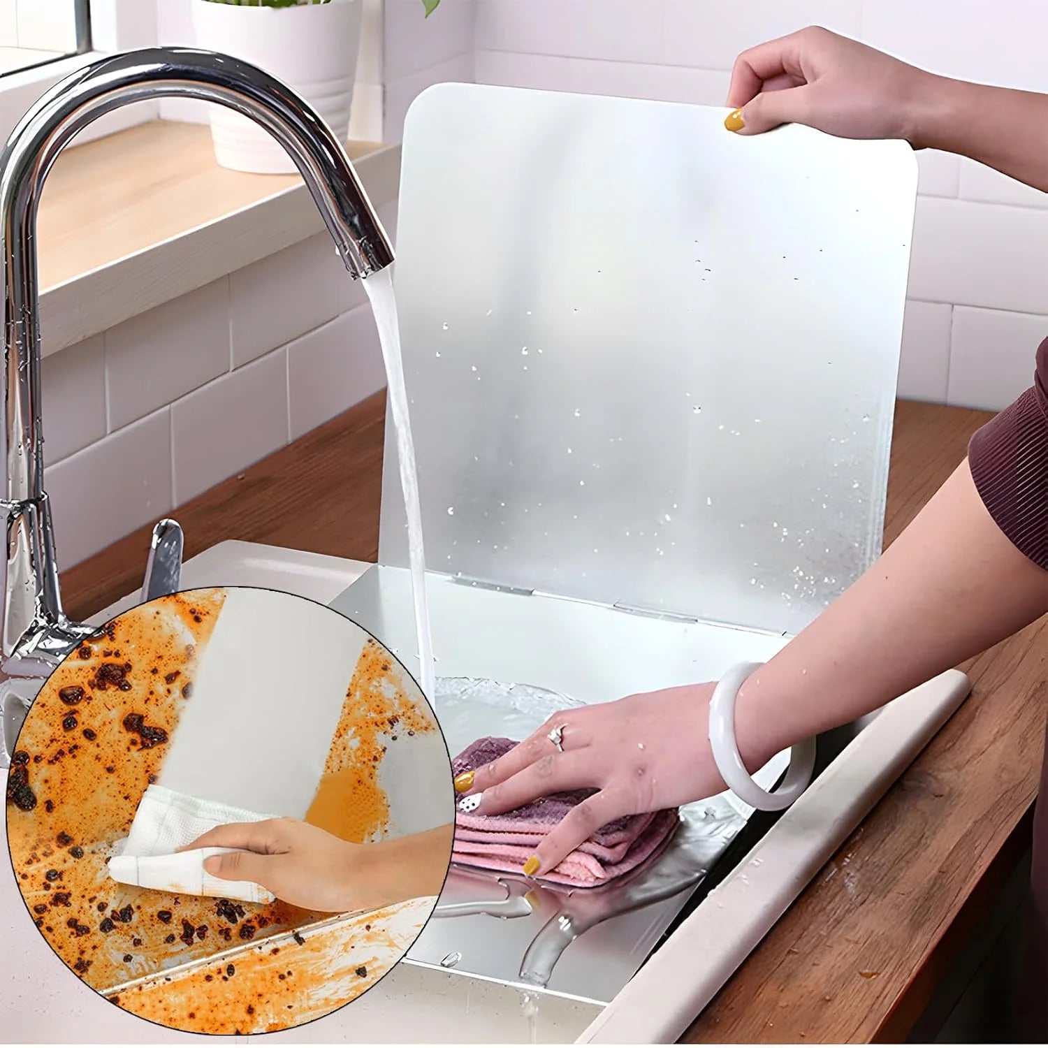 product Foldable Stove Splatter Guard Grease Shield Nonstick Oil Stove Splash Guard Cooking Splatter Screen Kitchen Backsplash Protector For Stove Top Wall Gas Range Frying Pan Camping… (Height 40cm), Good Condition condition - View 7