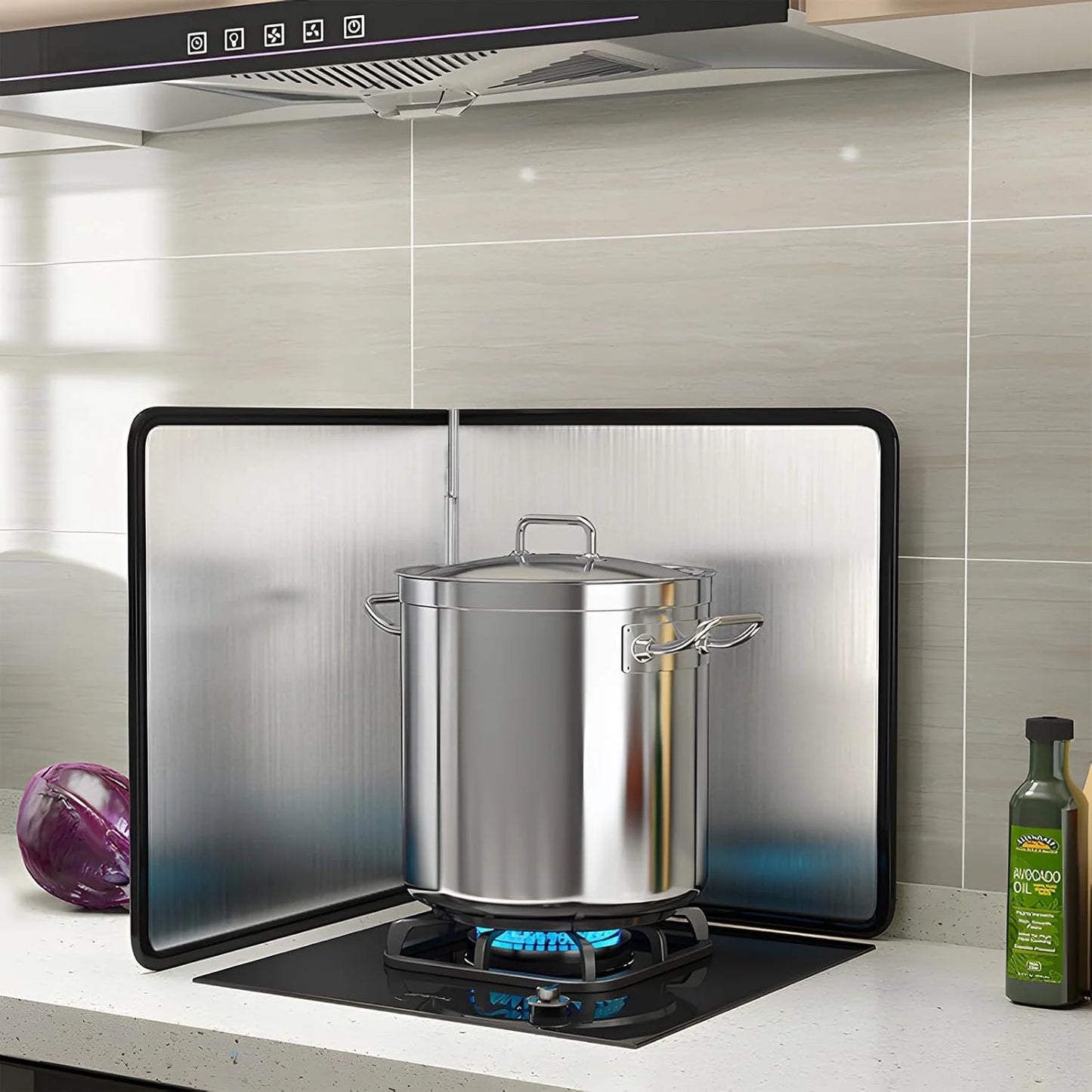 product Foldable Stove Splatter Guard Grease Shield Nonstick Oil Stove Splash Guard Cooking Splatter Screen Kitchen Backsplash Protector For Stove Top Wall Gas Range Frying Pan Camping… (Height 40cm), Good Condition condition - View 9