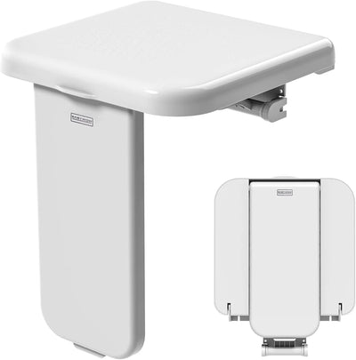 Folding Shower Chair Wall Mounted Fold Down Bath Seat Chair ABS 440LB Capacity Shower Bench for Elderly Disabled Pregnant Woman Medium