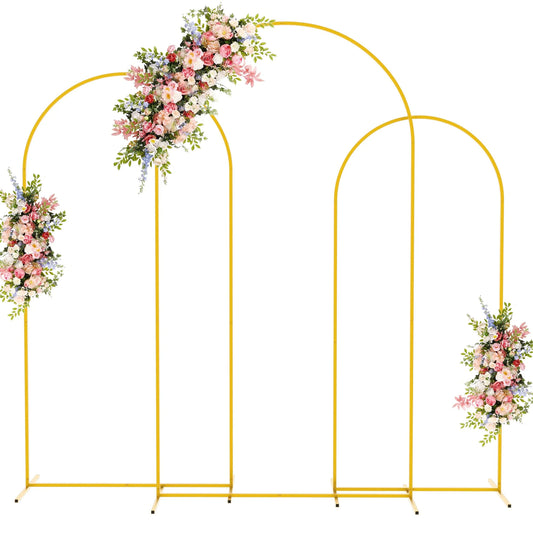 Fomcet Metal Arch Backdrop Stand Set of 3 Gold Wedding Arch Stand - View 1
