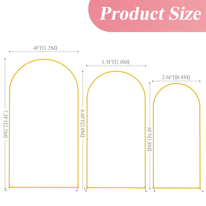 Gold Metal Fomcet Metal Arch Backdrop Stand Set of 3 Gold Wedding Arch Stand 7.2FT & 6.6FT & 6FT Arched Backdrop Frame for Birthday Party Baby Shower Graduation Ceremony Decoration, Good Condition condition - View 4