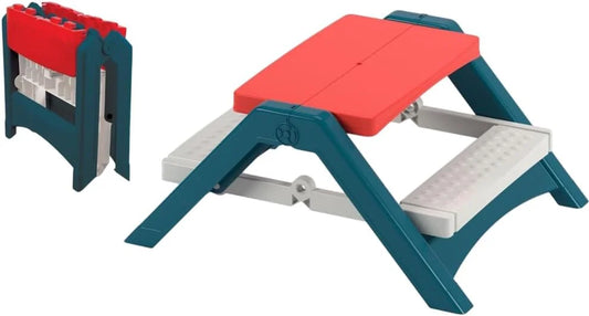 Fun N Fold Picnic Table for Kids – Indoor Outdoor – Red White and Blue Lightweight Foldable Picnic Table - View 1