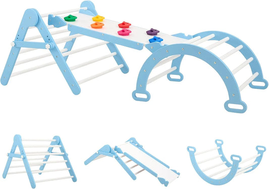 FUNLIO Foldable Pikler Triangle Set - Blue - View 1