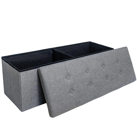 GLAXYFUR Folding Storage Ottoman Bench Dark Grey - View 1