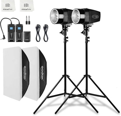 product Godox Professional Studio Flash Kit for Photography, Strobe Lights Softbox Lighting Kit, 2x180W 5600K Compact Monolights with Flash Trigger, Softbox, Light Stands, Good Condition condition - View 1