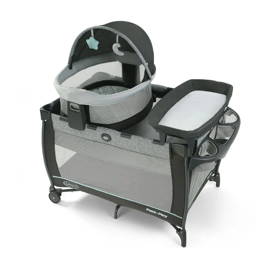 Graco Pack n Play Travel Dome DLX Playard, Astin with Portable Bassinet and Integrated Storage Organizer - View 1