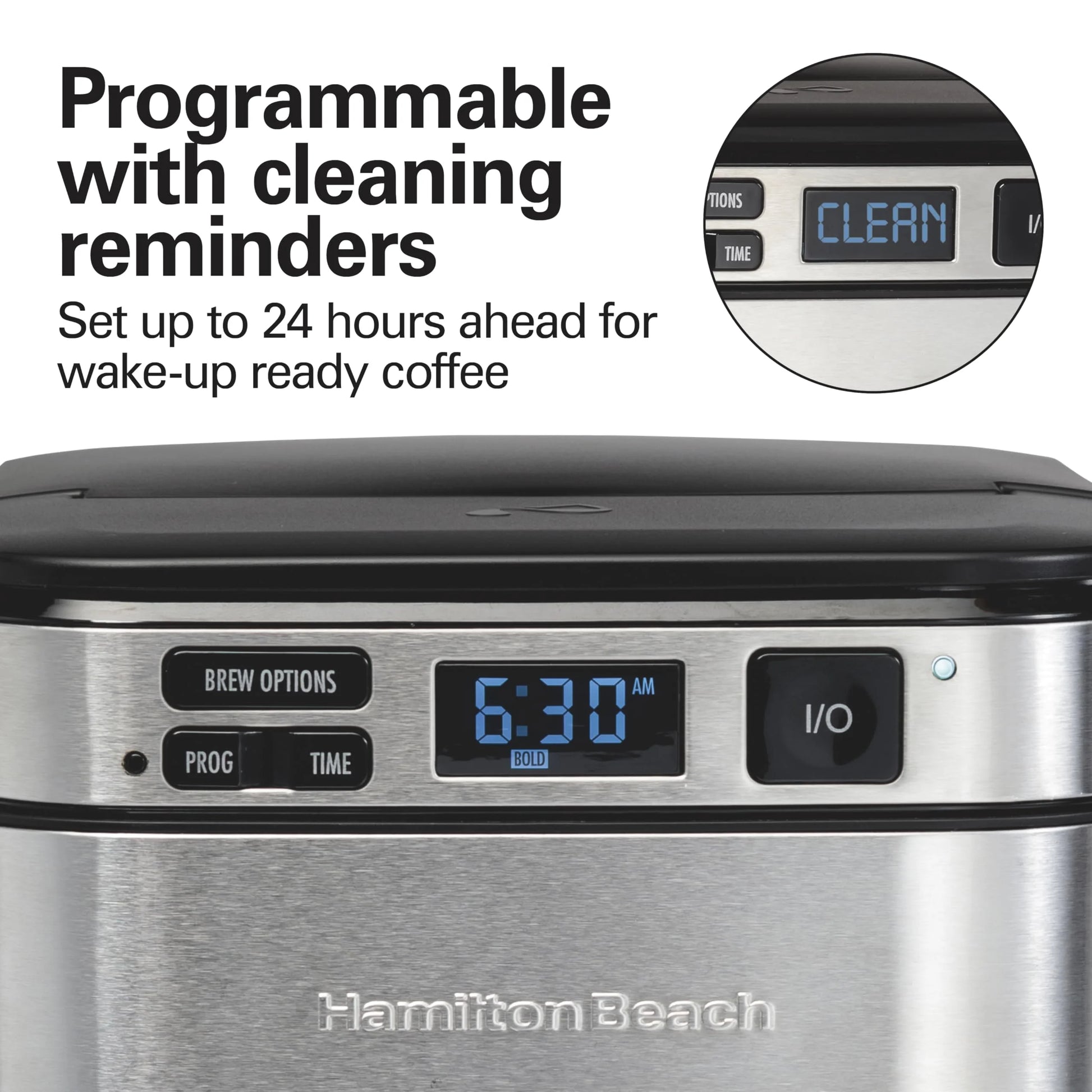 Black Mixed Materials Hamilton Beach Programmable Drip Coffee Maker, 12 Cups, Front Access Easy Fill, Pause & Serve, 3 Brewing Options, Black (46310), Good Condition condition - View 3