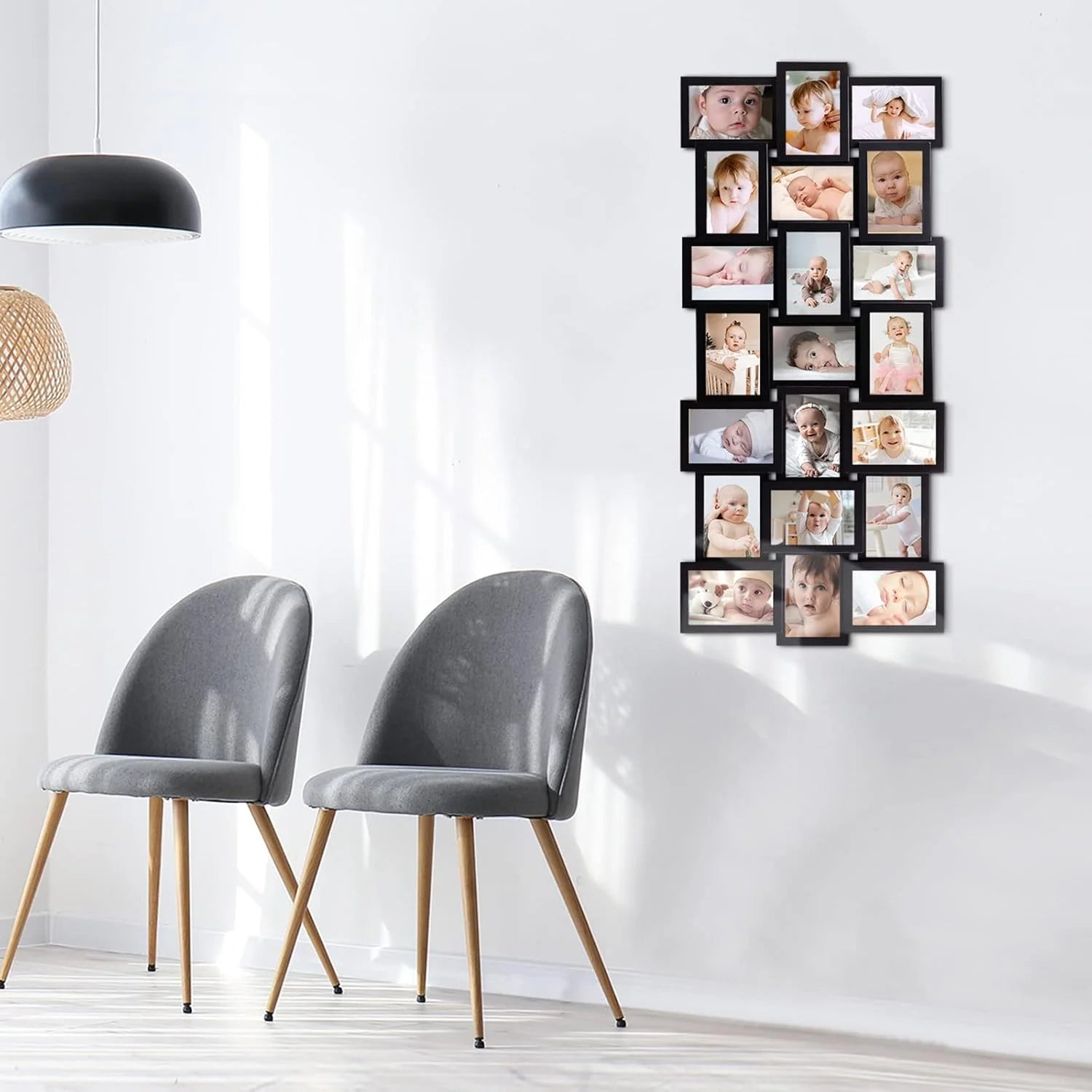 Black Mixed materials HELLO LAURA Picture Frames Collage Wall Decor - 21 Picture Collage Frames for 4x6 Photos Display Wall Hanging Gallery Frame Set Photo Collage Frame for Home Living Room - Black, Brand New condition - View 7