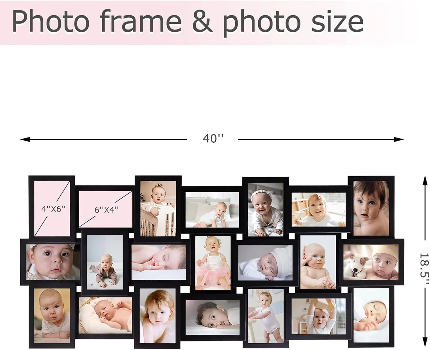 HELLO LAURA Picture Frames Collage Wall Decor - 21 Picture Collage Frames - Black - View 8