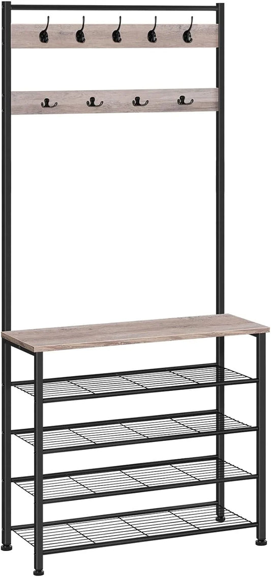 HOOBRO Hall Tree, Coat Rack with Shoe Rack - View 1