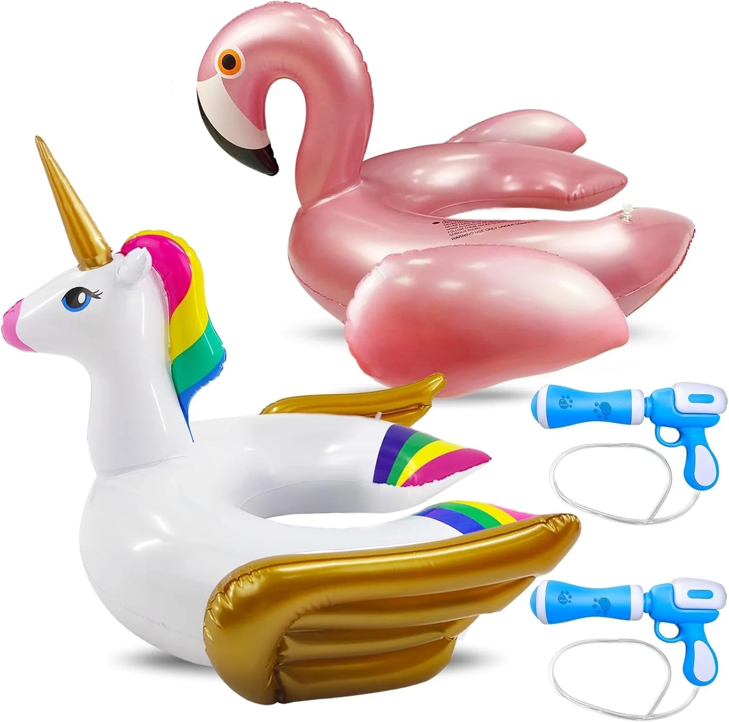 product iGeeKid 2 Pack Pool Float for Kids Unicorn Flamingo Swim Floats for Toddlers Age 3-8 Years Pool Toys for Kids Inflatable Floaties Battle Games Swimming Ring Ride On for Girl Boy Summer Beach Supplies, As Is condition - View 1