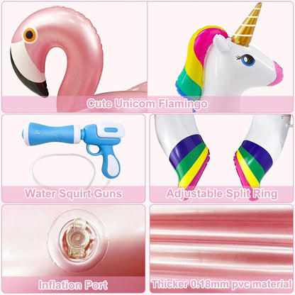 product iGeeKid 2 Pack Pool Float for Kids Unicorn Flamingo Swim Floats for Toddlers Age 3-8 Years Pool Toys for Kids Inflatable Floaties Battle Games Swimming Ring Ride On for Girl Boy Summer Beach Supplies, As Is condition - View 4