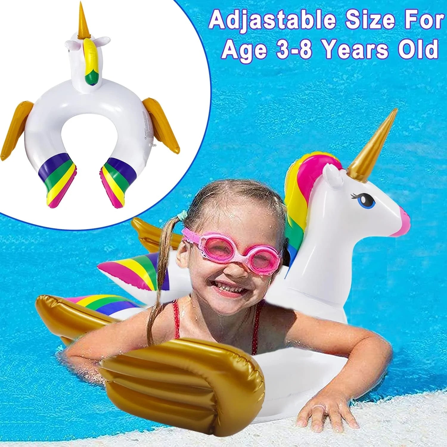 product iGeeKid 2 Pack Pool Float for Kids Unicorn Flamingo Swim Floats for Toddlers Age 3-8 Years Pool Toys for Kids Inflatable Floaties Battle Games Swimming Ring Ride On for Girl Boy Summer Beach Supplies, As Is condition - View 6