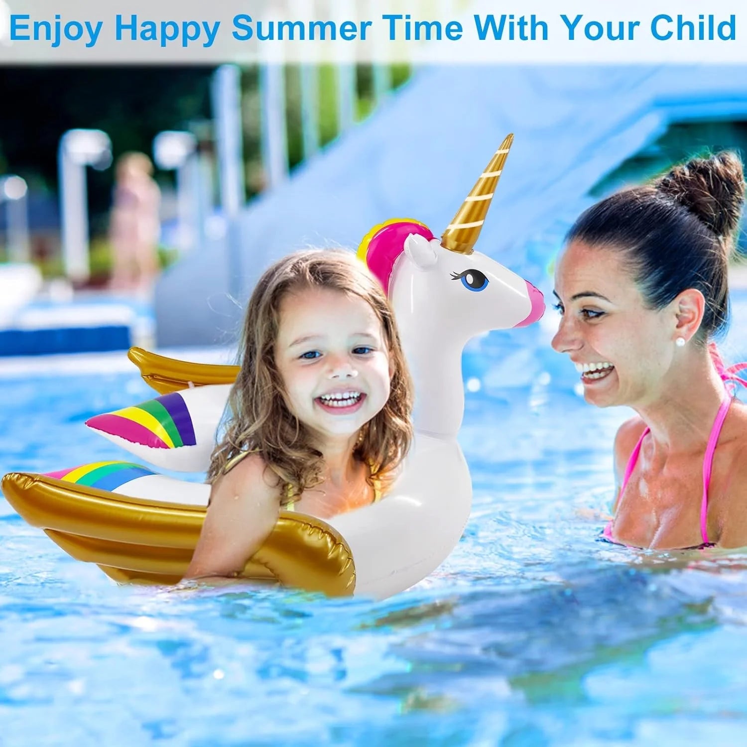 product iGeeKid 2 Pack Pool Float for Kids Unicorn Flamingo Swim Floats for Toddlers Age 3-8 Years Pool Toys for Kids Inflatable Floaties Battle Games Swimming Ring Ride On for Girl Boy Summer Beach Supplies, As Is condition - View 7
