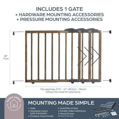 Dreambaby Nottingham Rustic Wooden Baby Gate for Stairs and Doorways - View 6