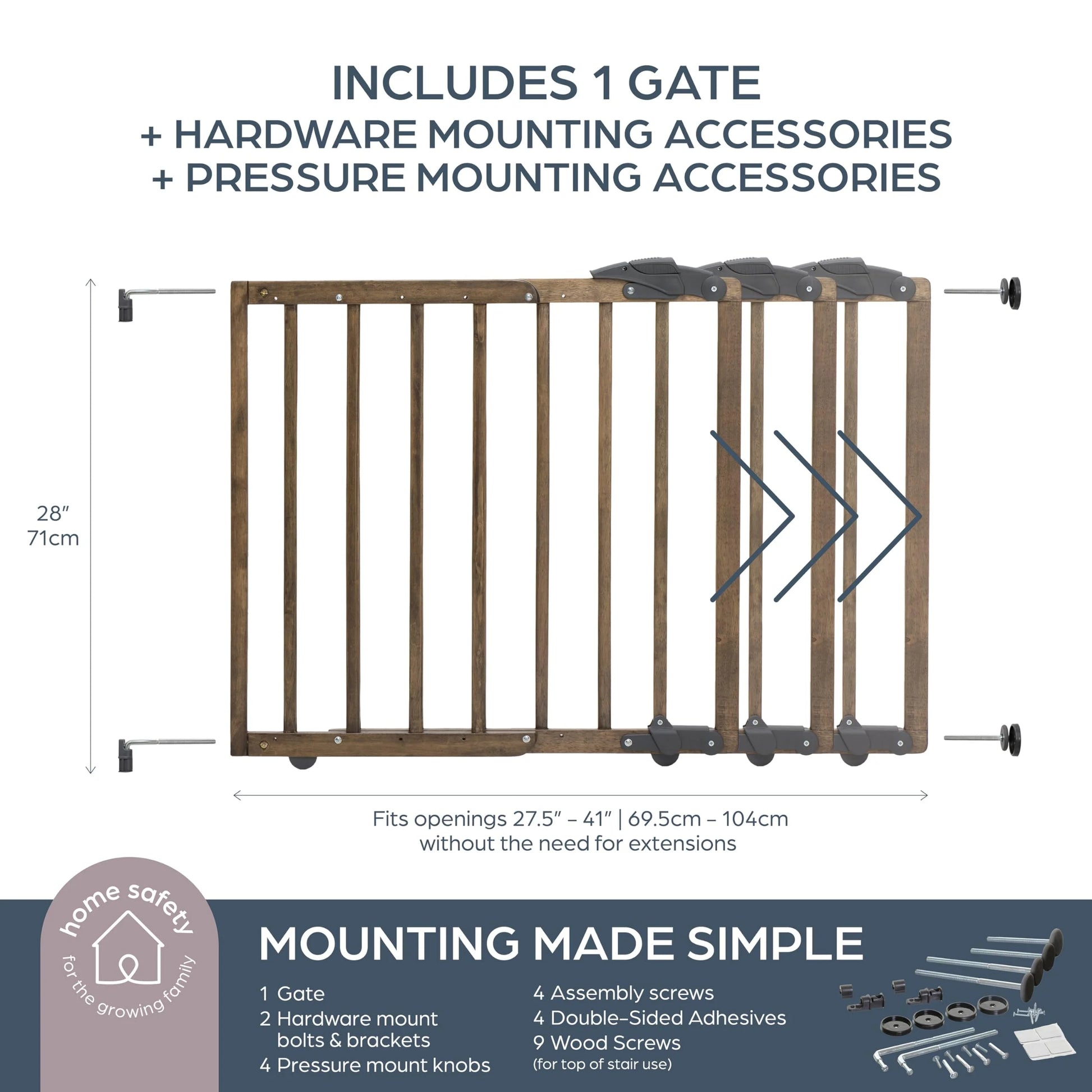 Rustic Wood Dreambaby 27.5-41" Nottingham Rustic Wooden Baby Gate for Stairs and Doorways, As Is condition - View 6