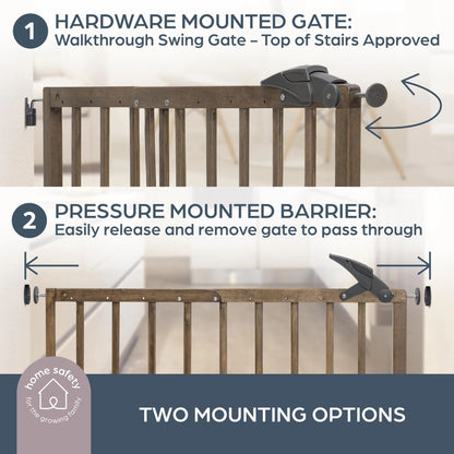 Rustic Wood Dreambaby 27.5-41" Nottingham Rustic Wooden Baby Gate for Stairs and Doorways, As Is condition - View 7