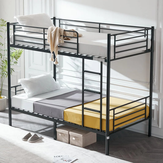 VINGLI Bunk Bed Twin Over Twin - Black - View 1