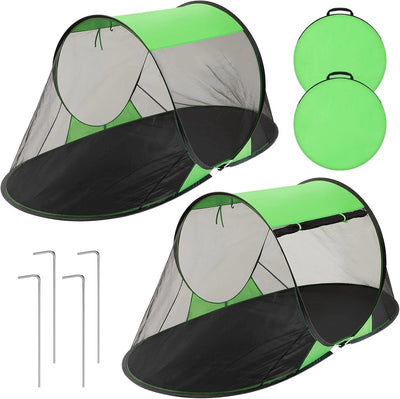2 Pcs Pop Tents for Camping with Ground Pins Foldable One Person Pop Mosquito Tent Waterproof Freestanding Insect Bug Net for Beach Hiking Summer Outdoor Breathable Bed Protection