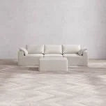 Leoler 99.5'' Modular Sofa Couch Comfy 3-Seater Sectional Sofa - White - View 1