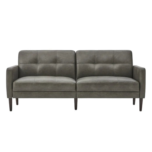Bharati Leather Sofa - Gray Faux Leather - View 1