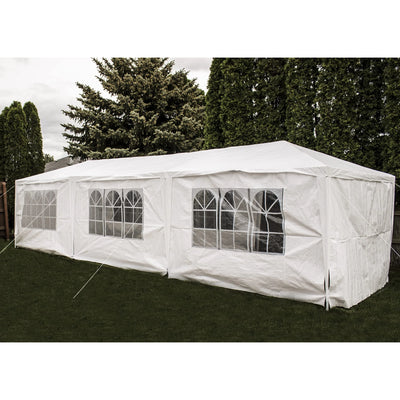 Party Tent Canopy Tent for Outdoor Wedding Party - New Heavy Duty Design or Camping BBQ w/Removable Waterproof Sidewalls - 30' x 10' - Backyard Expressions