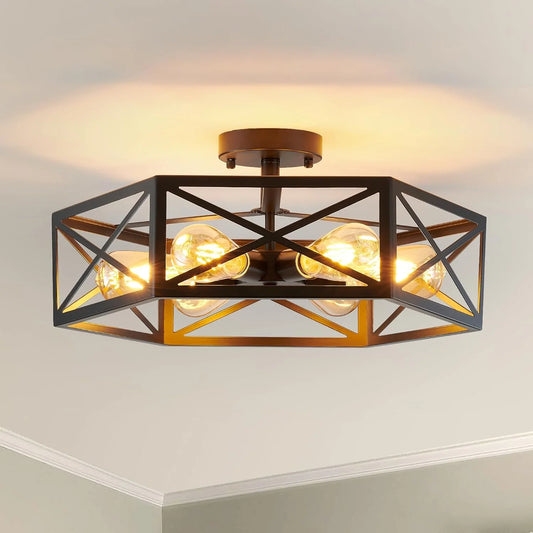 Industrial Semi Flush Mount Ceiling Light - View 1