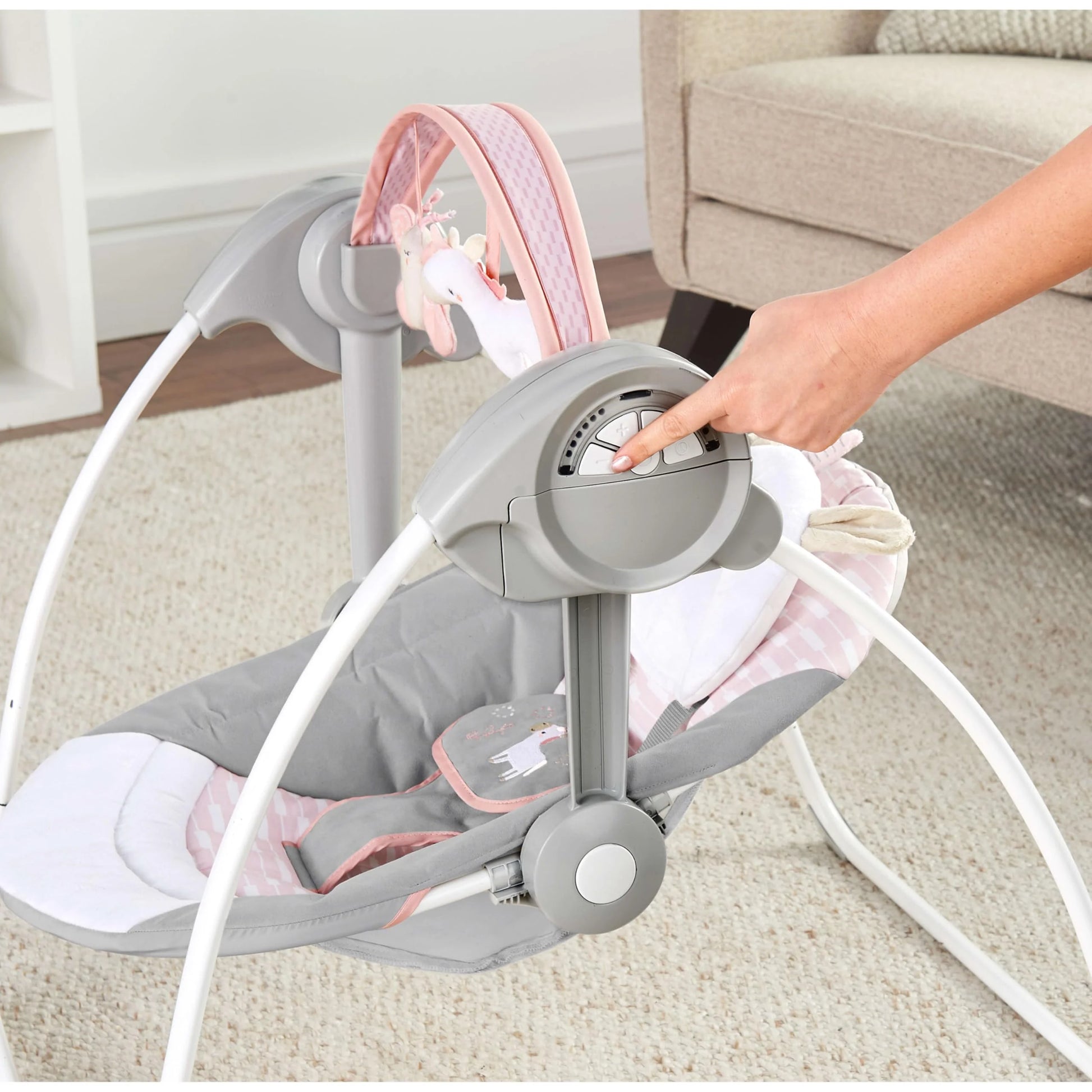 Ingenuity Comfort 2 Go Compact Portable Baby Swing with Music - Pink Flora the Unicorn - View 10