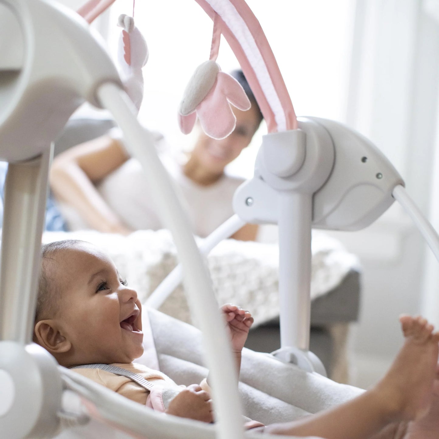 Ingenuity Comfort 2 Go Compact Portable Baby Swing with Music - Pink Flora the Unicorn - View 6
