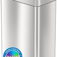 iTouchless 18 Gallon Wings Open Kitchen Trash Can with Lid and Odor Filter, Dog Proof Lid Lock 68 Liter Slim Stainless Steel Garbage Bin Home Office Bedroom Living Room Large Capacity Wastebasket