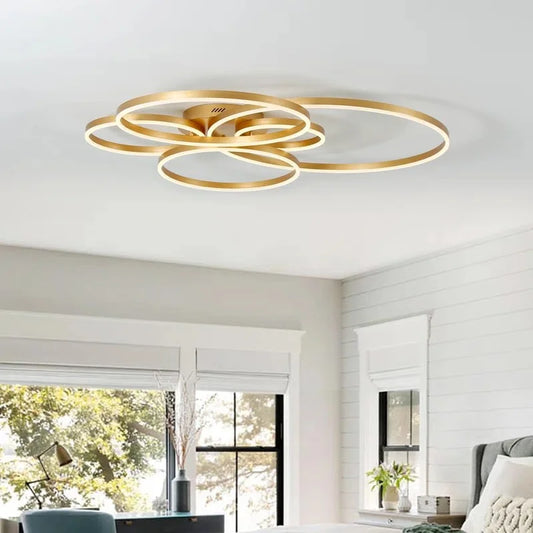 Jadiamond 6-Light Modern Flush Mount Large Circle Ceiling Fixture with Remote Control - View 1