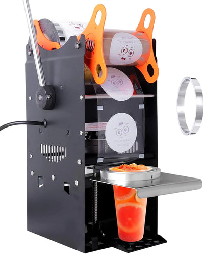 JIAWANSHUN Manual Cup Sealing Machine Electric Cup Sealer for Bubble Boba Milk Tea Cup Sealer for Height 170mm ?90mm/95mm Plastic and Paper Cup (110V)