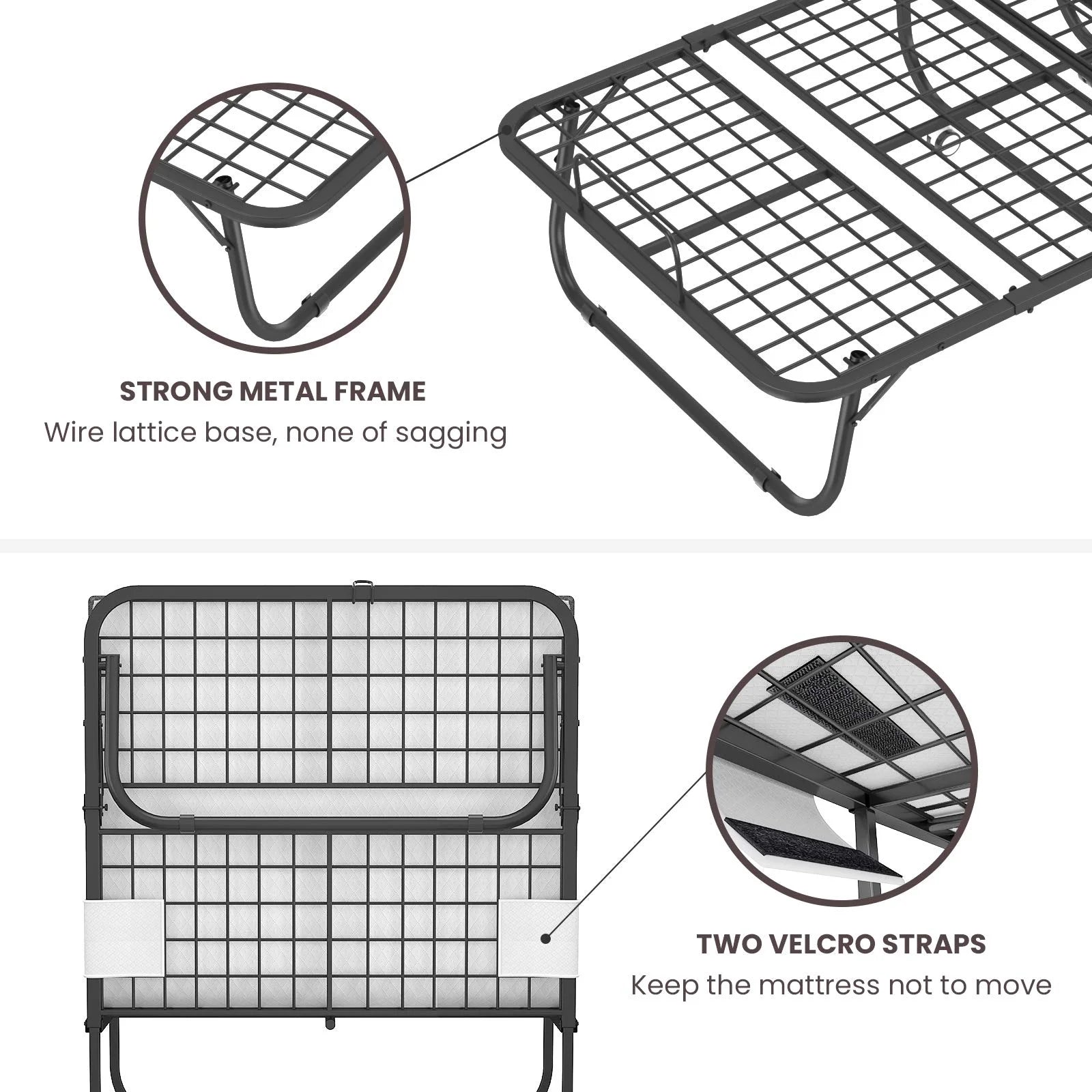 Neutral Metal, Memory Foam Karcog Rollaway Bed, Folding Bed with Mattress for Adults, Storage Cover Included, Cot Size Extra Guest Bed, Foldable Bed with Memory Foam Mattress and Sturdy Metal Frame on Wheels - 75” x 31”, Good Condition condition - View 11