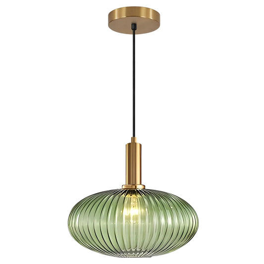 Modern Gold Globe Pendant Light - Large Green Glass Bathroom Pendant Light Fixture - View 1