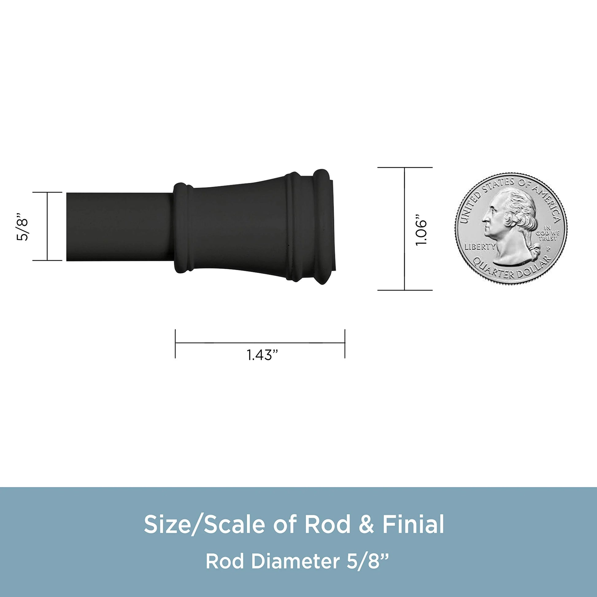 Black Steel Kenney KN723 Rogers Twist & Fit No Tools Easy to Install Tension Curtain Rod, 48-84" Adjustable Length, Black Finish, 5/8" Diameter Steel Tube, Good Condition condition - View 4