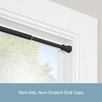 Black Steel Kenney KN723 Rogers Twist & Fit No Tools Easy to Install Tension Curtain Rod, 48-84" Adjustable Length, Black Finish, 5/8" Diameter Steel Tube, Good Condition condition - View 5