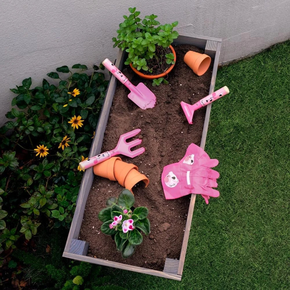 Pink Plastic Kids Rake and Shovel Set, 29.6'' Kids Gardening Tools Include Long Rake, Leaf Rake, Shovel, Hoe and Mini Garden Hand Tools, Gardening Toy Gift for Girls Age 3+ Years(Pink), Brand New condition - View 6